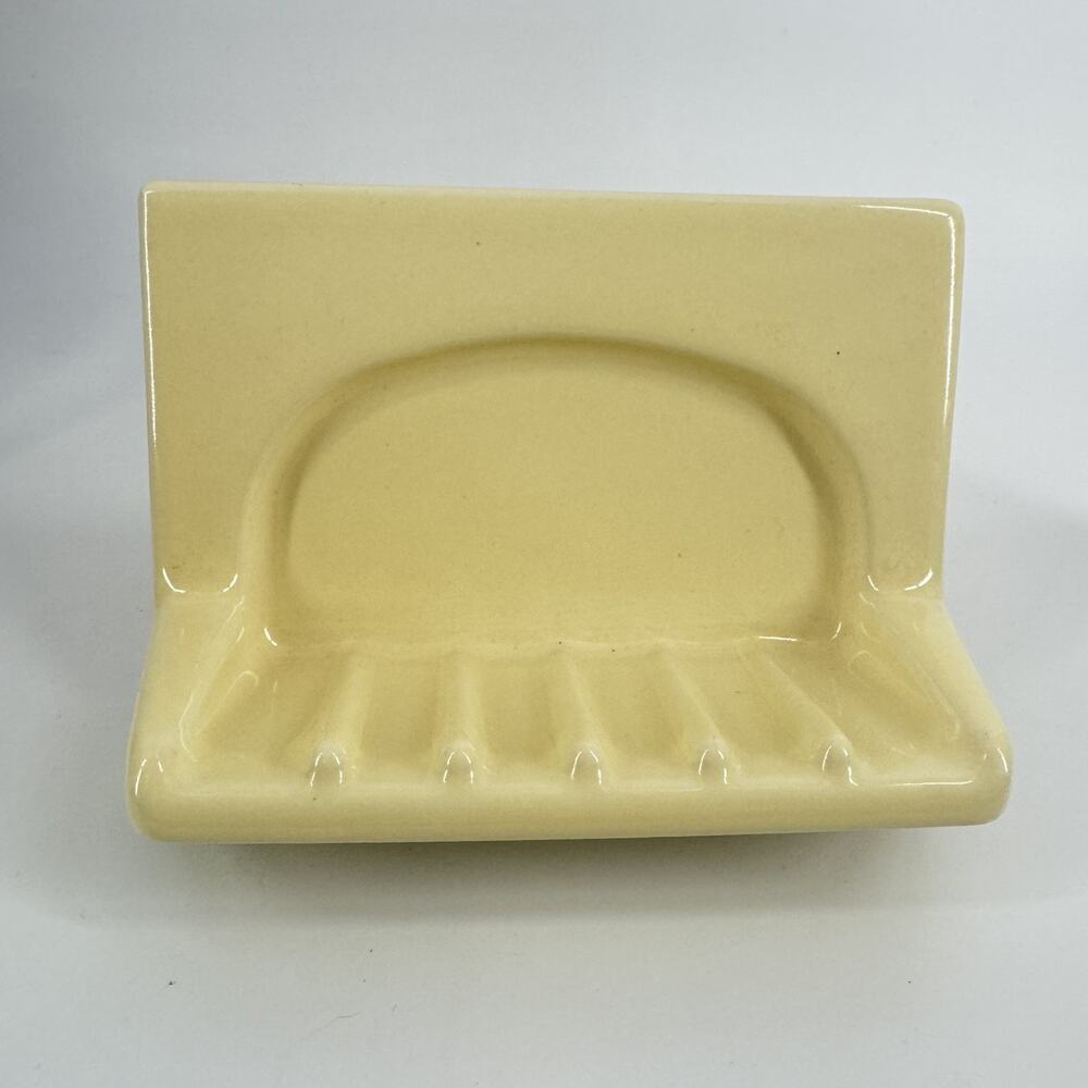 MCM Tile Soap Holder Shower Wall Yellow Ceramic 70’s vtg